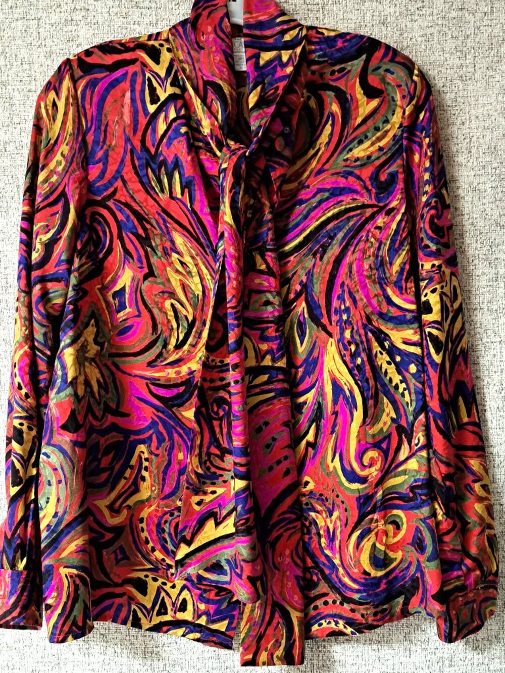 100% SILK LADIES VINTAGE DONCASTER BUTTON UP BLOUSE COLORFUL DESIGN PINK PURPLE